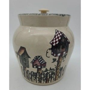 Birdhouse Canister Cookie Jar Lid Stoneware Home & Garden Party 2001  Farmhouse